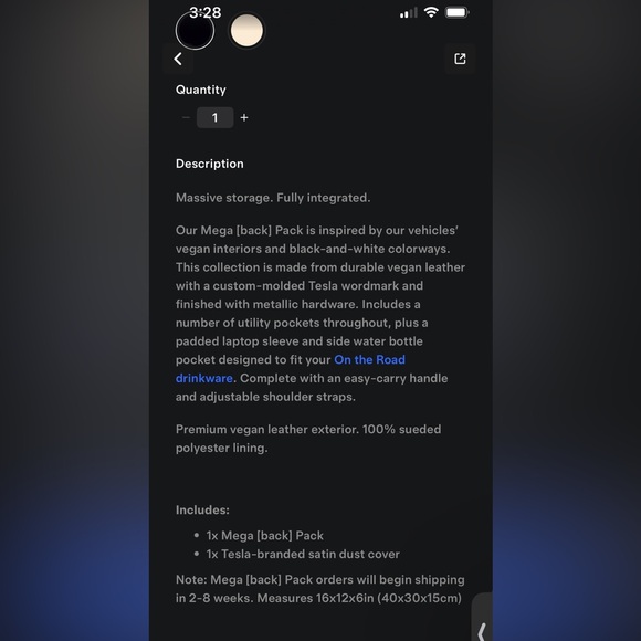 Tesla Sleek Black Backpack - Picture 6 of 6